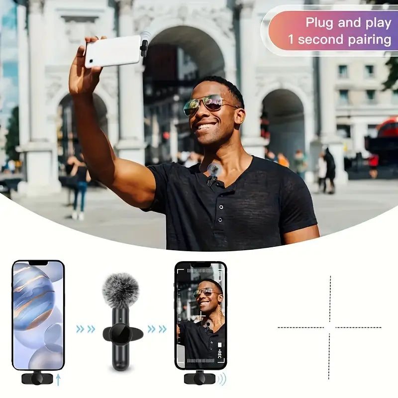 Wireless Microphone Set with Noise Cancellation for Type-C Smartphones