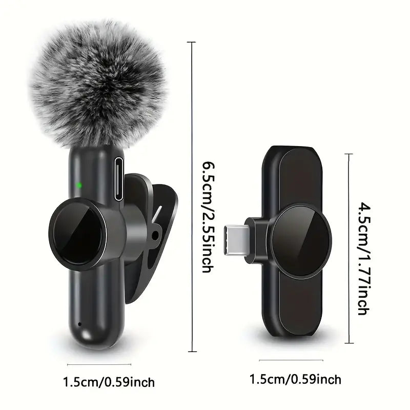 Wireless Microphone Set with Noise Cancellation for Type-C Smartphones